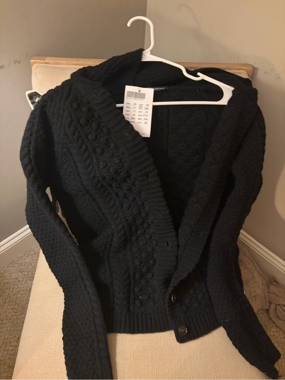Brandy Melville Black Cable Knit Shawl Cardigan